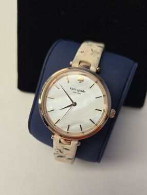 kate spade Rose Goldtone "Live Colorfully" Watch with Cream Floral Strap